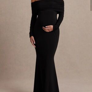 Club L London Black Long Sleeve Gown Maternity